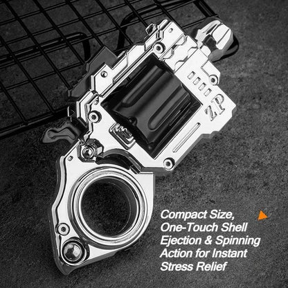 One Hand Spin Alloy Revolver Fidget Toy with 20 Bullets