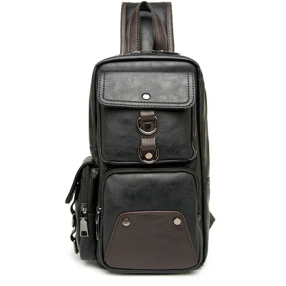 Vintage Luxury Designer Leather Crossbody Bags for Men Messenger Chest Bag Fashion Casual Bag Waterproof PU Single Shoulder Bags