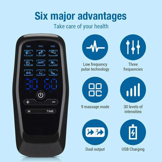 Electric EMS Acupuncture Body Massage Physiotherapy Tens Muscle Stimulator Therapy Slimming Machine Electro Stimulator 10Pads