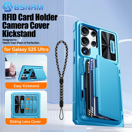 Samsung Galaxy S25 Ultra Case Wallet - Full Body Protective with Card Holder (4 Cards) Camera Cover & Kickstand for Women & Men