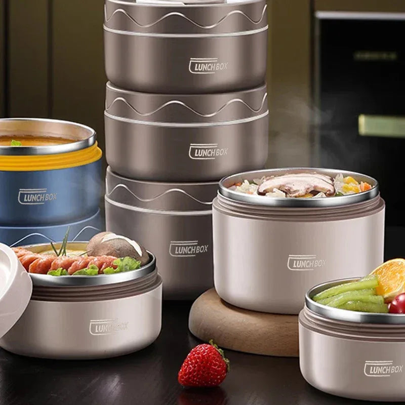 304 Stainless Steel Insulated Double-Layer Lunch Box with Bag