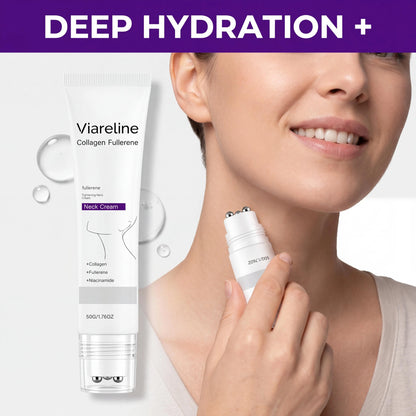 Collagen Fullerene Neck Cream Niacinamide Brightening Jawline Tighten Lift Firming Anti-Wrinkle Neck Care Moisturizing Cream with Rollers