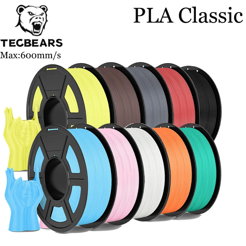 TECBEAS PLA Claissc 3D Printer Filament Neatly Wound Coloful High Toughness 1.75mm FDM For Fast Delivery Support Custom Colors