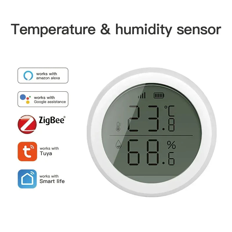 Tuya ZigBee Temperature and Humidity Sensor With LCD Smart life APP Google Alexa Voice Control Support Multi-mode Gateway Option - Urbizia