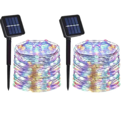 Solar Powered Fairy Lights 7M 12M 22M 32M Outdoor Waterproof LED String Lights 8 Modes for Garden Patio Tree Decor