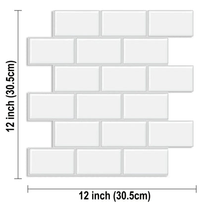 5 Sheets Wall Tile Sticker White Self Adhesive Tiles Waterproof Vinyl Wallpaper Backsplash For Kitchen Living Room Bathroom - Urbizia