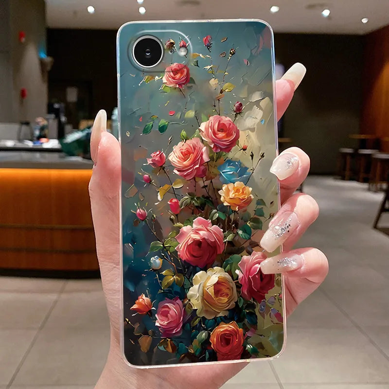 For iPhone 16e Case Clear Luxury Fashion Butterfly Flowers Soft TPU Silicone Jelly Back Cover for Apple iPhone 16e Phone Case