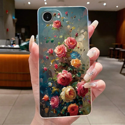 For iPhone 16e Case Clear Luxury Fashion Butterfly Flowers Soft TPU Silicone Jelly Back Cover for Apple iPhone 16e Phone Case