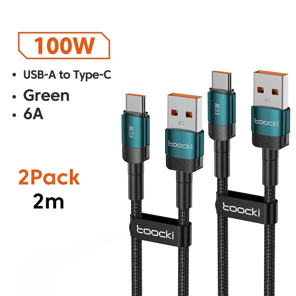 Toocki 6A USB To Type C Cable for Huawei Xiaomi PD 100W Fast Charging Charger USB C Data Cord Quick Charge for Samsung Oneplus - Urbizia