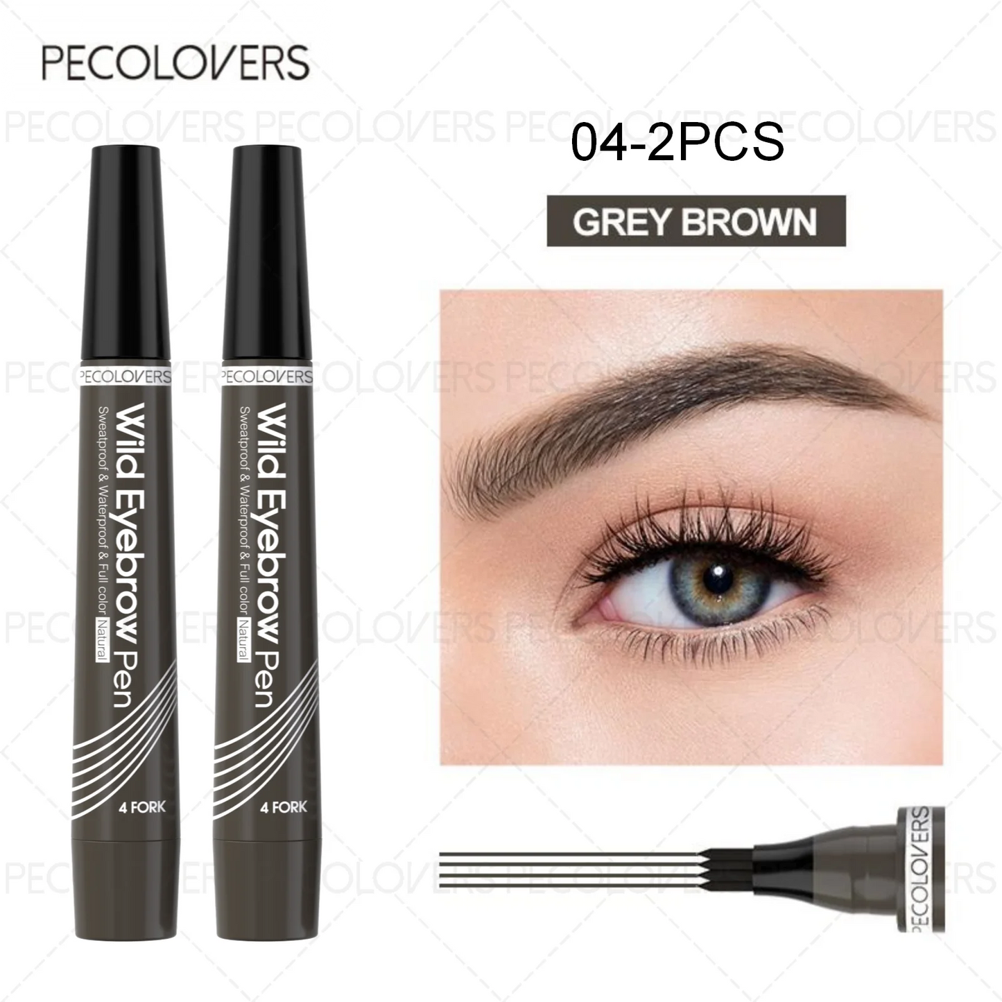 Waterproof 4-Tip Eyebrow Pen – 6 Colors