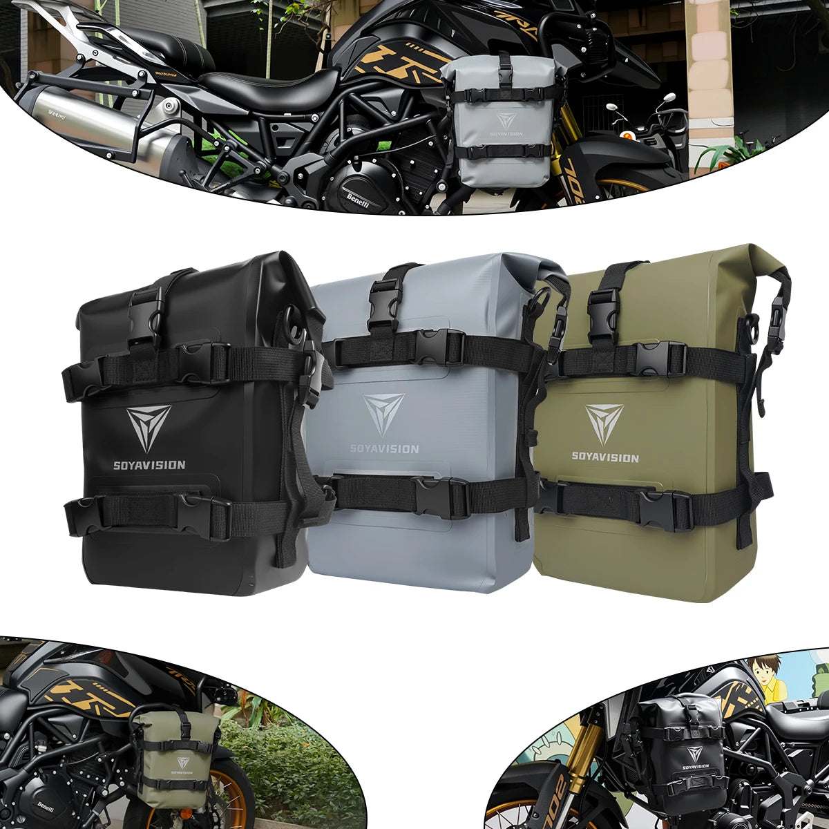 2PCS Motorcycle Bumpers Bag Waterproof 5L-8L Motorcycle Side Frame Bag Motorcycle Crash Bar Bag Universal Tools Storage Bag
