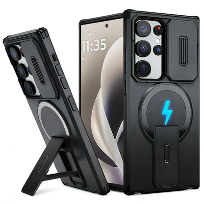 Camera Protection Magnetic Stand Holder Case for Samsung S26 S25 S24 Plus S25FE S23 Ultra A57 A56 A55 A36 A16 Shockproof Cover