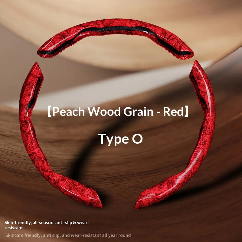 2pcs/3pcs Segmented Peach Wood Texture Universal Steering Wheel Cover Car Interior Accessories Practical Driving Tools Simple