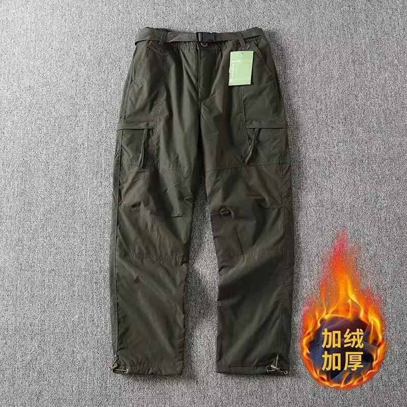 Outdoor Workwear Pants Men's Loose Fleece Lined Thick Soft  Hiking Mountain Climbing Windproof Waterproof Jacket Pants