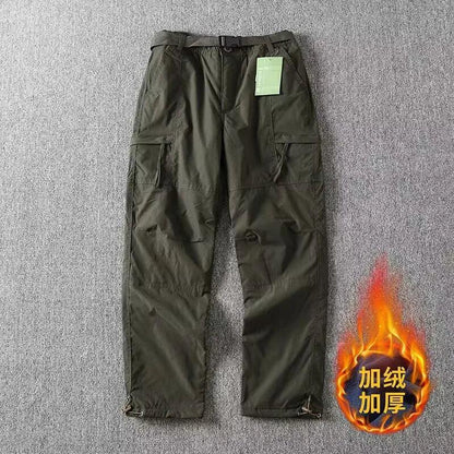 Outdoor Workwear Pants Men's Loose Fleece Lined Thick Soft  Hiking Mountain Climbing Windproof Waterproof Jacket Pants