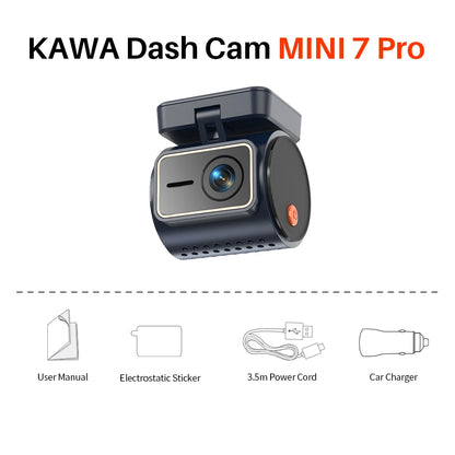 KAWA 4K Front Dash cam MINI 7 Pro,WiFi Car Camera with APP/Voice Control/WIFI6/GPS, AUTO Video Recorder,Dashcam,HDR,Dash camera