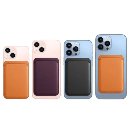Leather Card Wallet Cover Phone Card Holder for MagSafe Magnetic Case Suitable for All iPhone for MagSafe Card Phone Back Bag