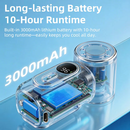 Mini Small Fan Portable Handheld Cooling Turbo Fan 5 Speeds 3000mAh LED Display 180° Adjustable Clip Type-C Rechargeable Fans
