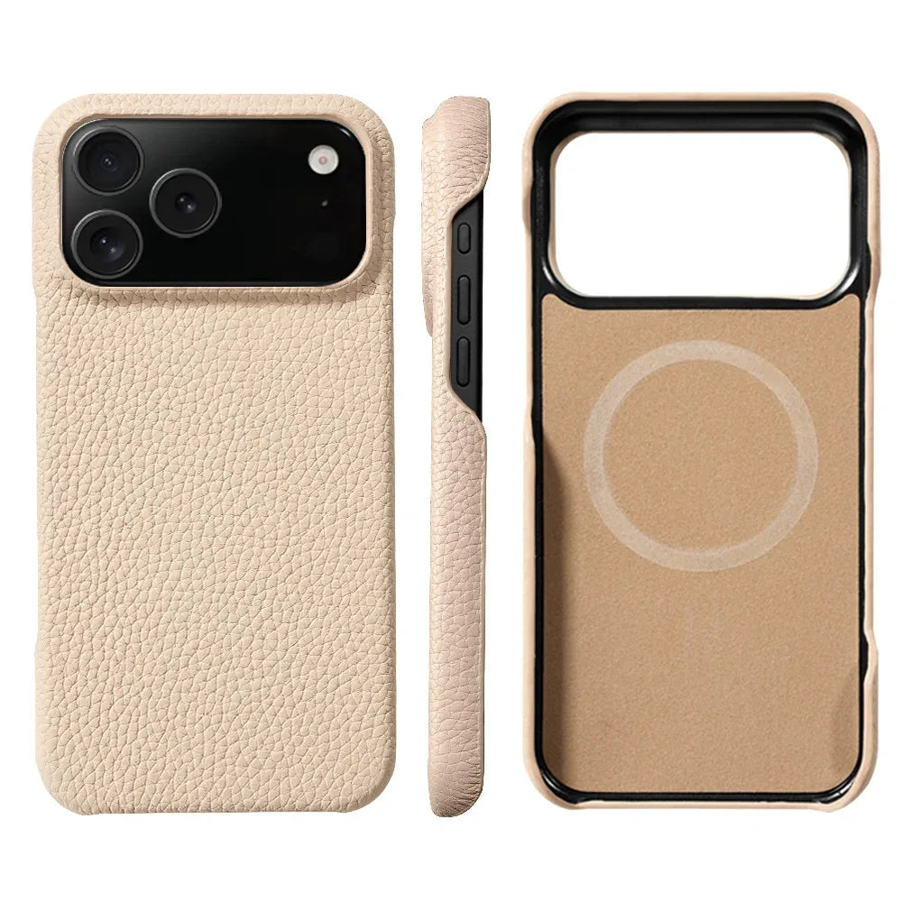 LANGSIDI MagSafe Lychee Leather Case for iPhone 15, 16 & 17