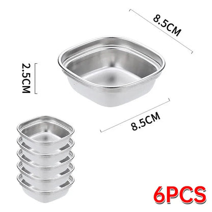 Outdoor Camping Stainless Steel Sauce Plate, Divided Sauce Dip Bowl,1/2/3 Ketchup Sauce Bowl, Picnic Barbecue Sauce Tray
