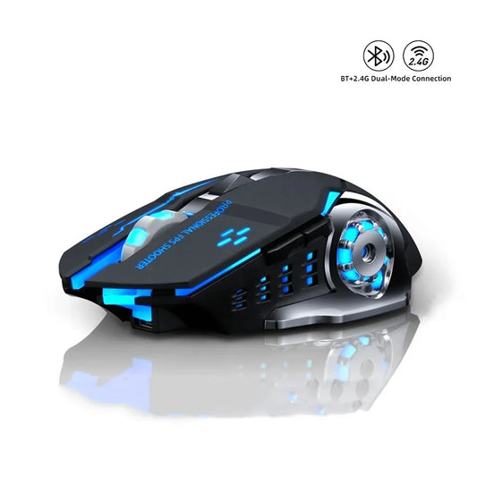 Rechargeable Wireless Gaming Mouse Silent Backlight E-Sports Bluetooth and 2.4G USB Mouse for Laptop Macbook PC Game Office