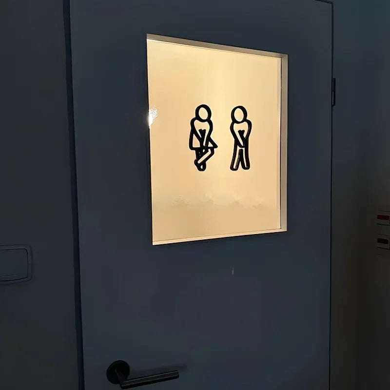 Funny Bathroom Signs for Men Women Creative 2D Flat Restroom Door Decor Restaurant Hotel Cafe Toilet Signage Wall Sticker - Urbizia