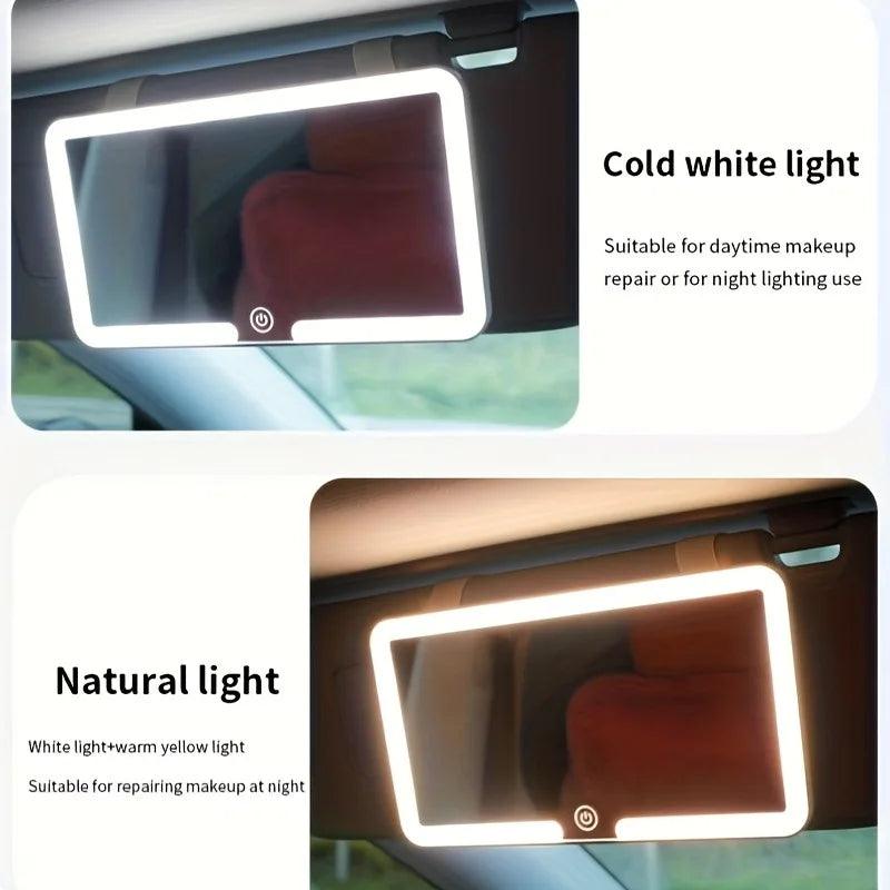Car Sun Visor LED Vanity Mirror with Rechargeable Fill Light