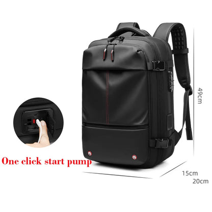 Men Travel Backpack One Click Start Pump Vacuum Compression Laptop Backpack Hiking Business 60L Extended Mountaineering Backpack