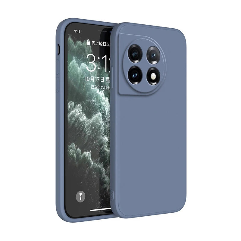 Soft Back Cover Phone Case for Oneplus 11 11R 5G Candy Color Liquid Silicone Funda Luxury Straight Edge Original Protect Housing