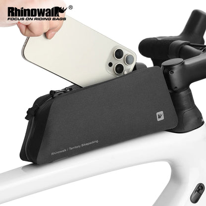 Rhinowalk Bike Top Tube Bag Waterproof Universal Frame Phone Tool Storage Bag Straps & Screws Bikepacking Cycling Accessories