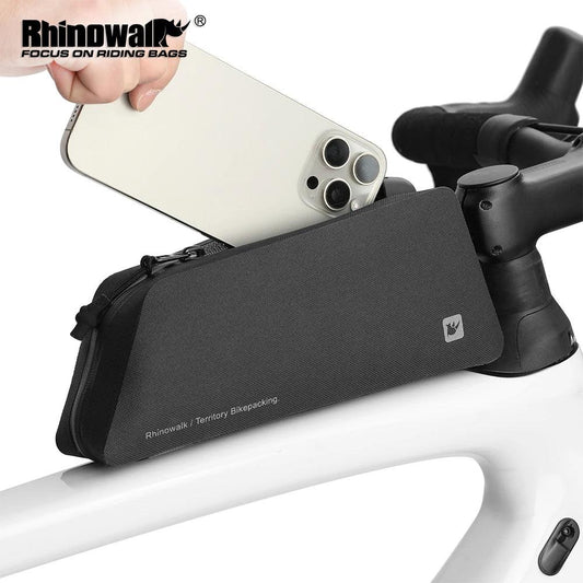 Rhinowalk Bike Top Tube Bag Waterproof Universal Frame Phone Tool Storage Bag Straps & Screws Bikepacking Cycling Accessories