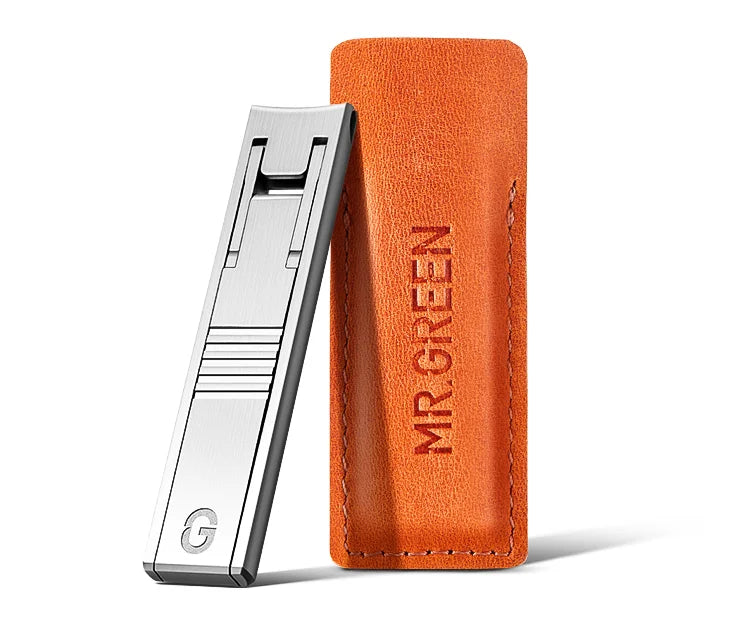 MR.GREEN Ultra Thin Nail Clippers Portable Nail Cutters With Cow Leather Cover Superior Texture Stainless Steel Manicure Tool