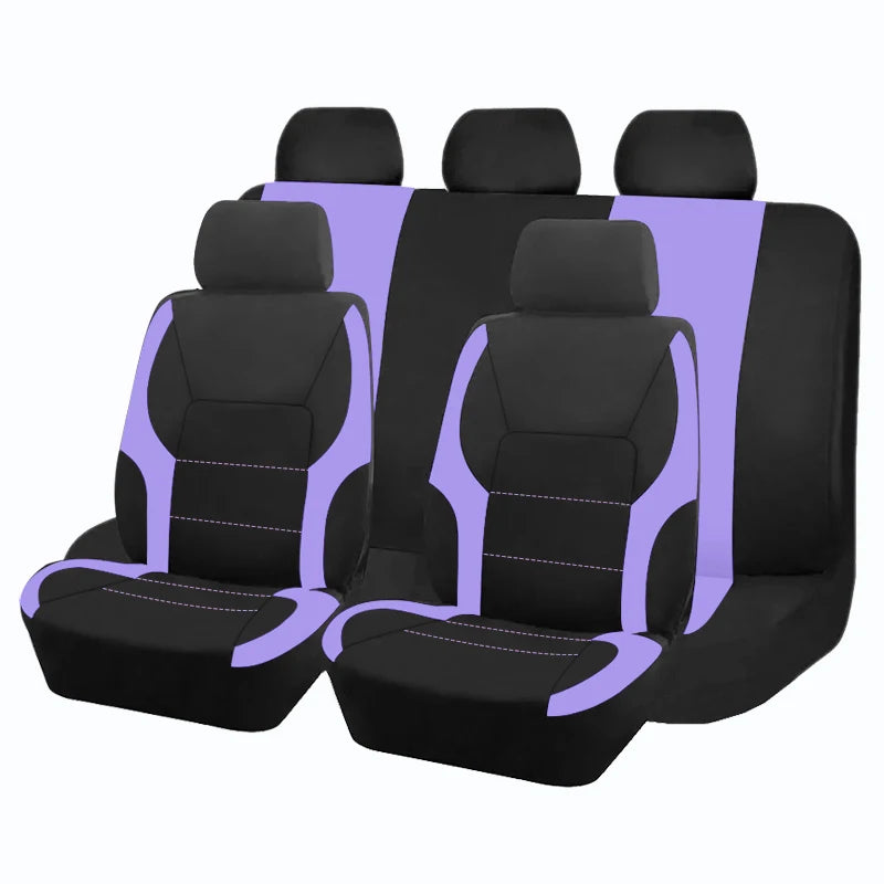 AUTO PLUS Sports Universal Polyester Car Seat Cover Set Fit Most Car Plain Fabric Bicolor Stylish Car Accessories Seat Protector