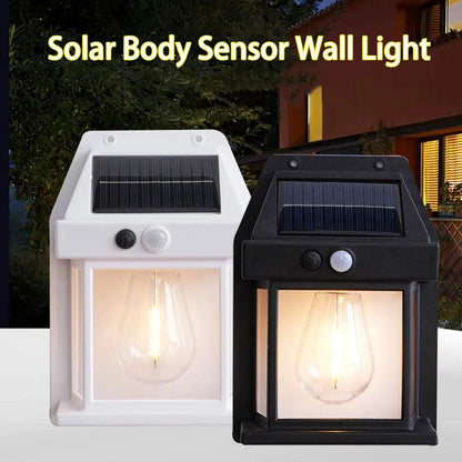 Solar Tungsten Night Lamp Intelligent Motion Sensor Wall Lamp 3 Lighting Modes Waterproof Courtyard Garden Decoration Lantern