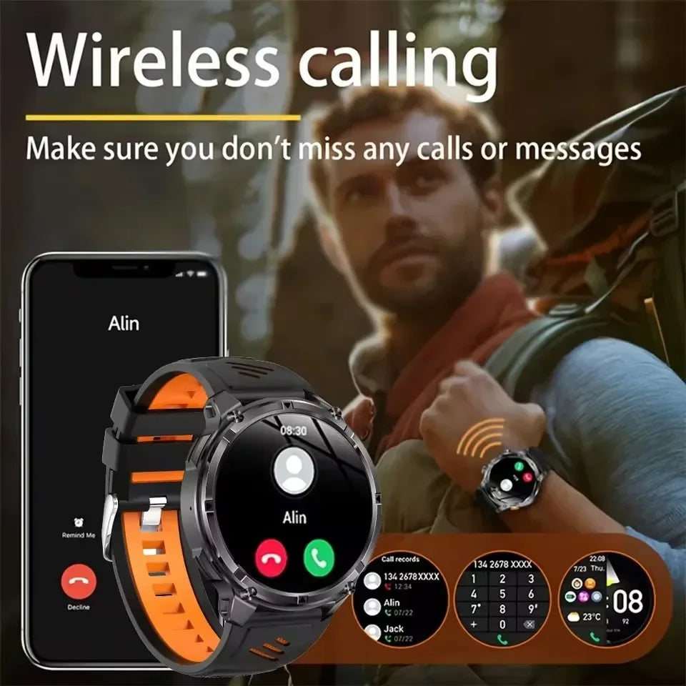 Men 1100mAh Ultra Durable Battery Smart Watch GPS Compass IP69K Waterproof BT Call 100+ Sport Mode Flashlight Sports Smartwatch - Urbizia