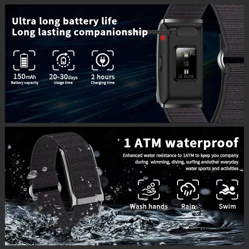 LIGE No Screen Smart Watch Men's Sports Outdoors Fitness Heart Rate Monitor 1ATM Waterproof New Smartwatch For Andrio IOS 2025 - Urbizia