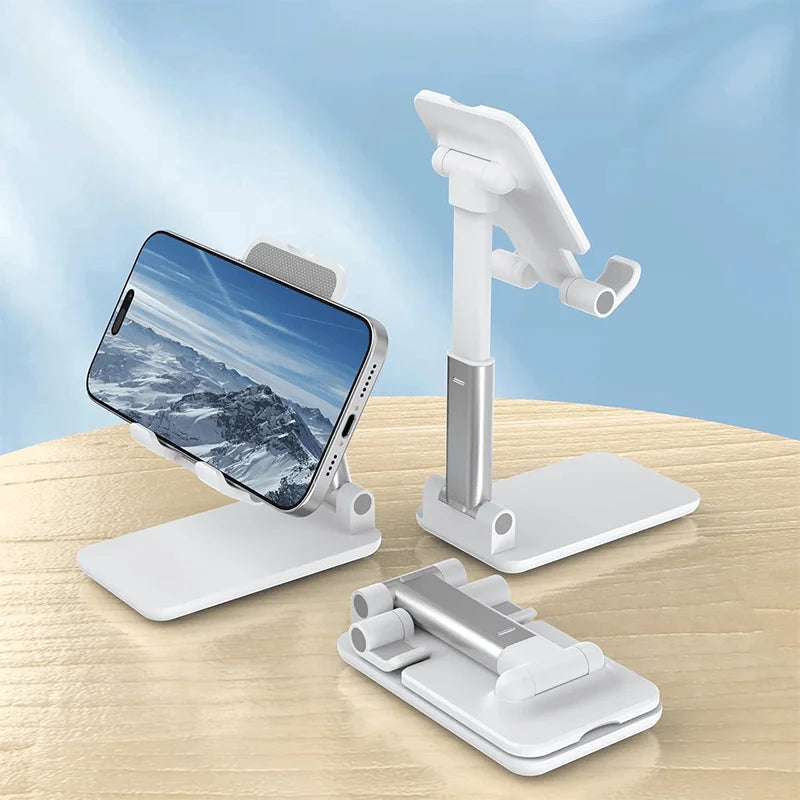 Cell Phone Stand Adjustable Angle and Height Cell Phone Holder for Desk Foldable Portable Pad Compatible with All Mobile Phones