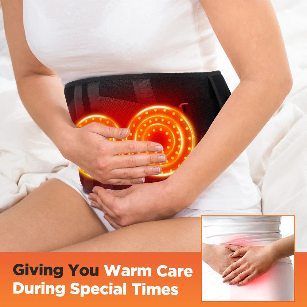 Heating Vibration Massager Belt Red Light Hot Compress Waist Support Brace Waist Back Massage Lumbar Support Belt