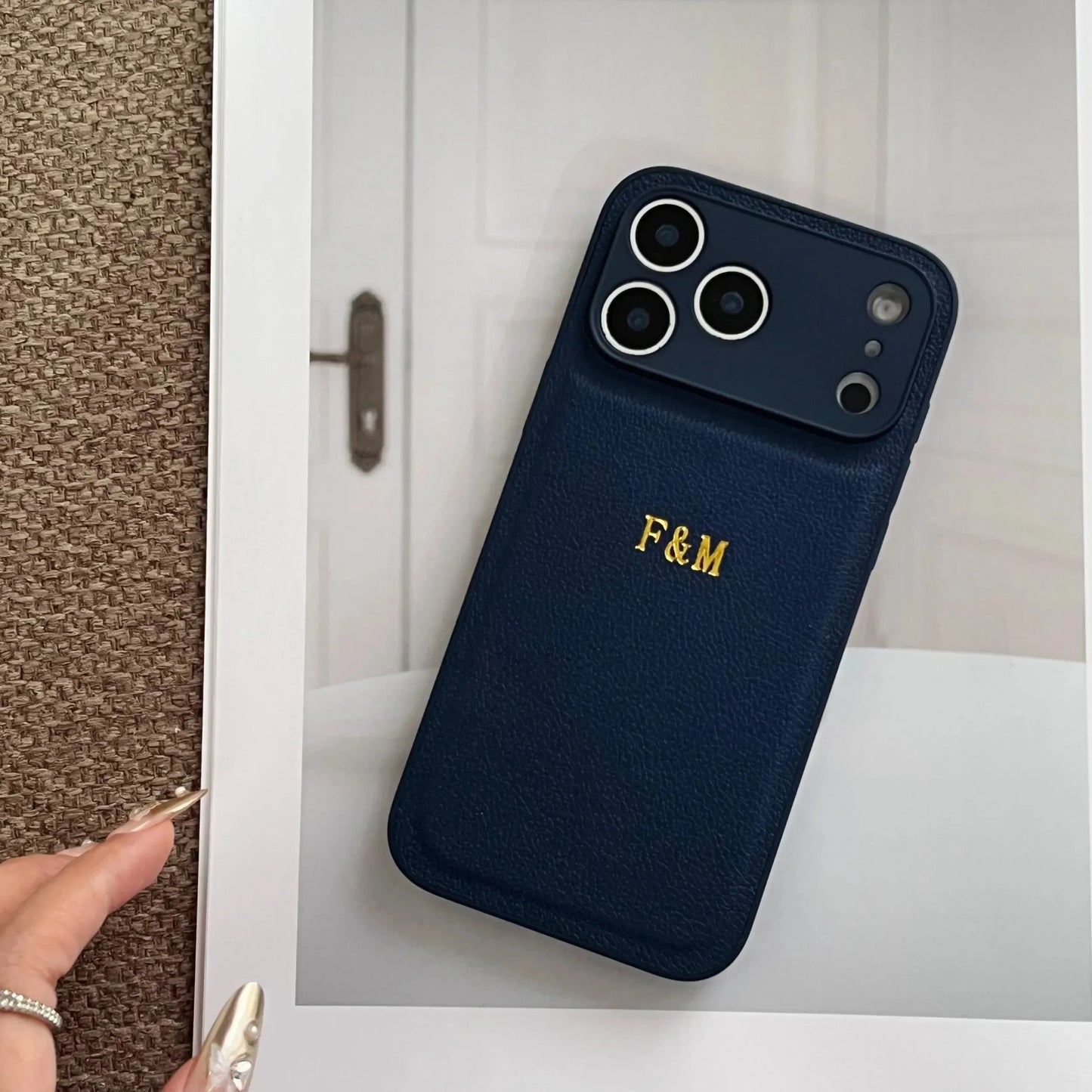 Personalized Luxury Customized Name 3D DIY Hot Engrave Faux Leather Phone Case For iPhone 17 16 15 14 13 Pro Max Plus Air