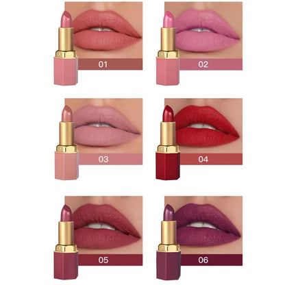 6-Color Matte Lipstick Set – Long-Lasting Velvet Finish