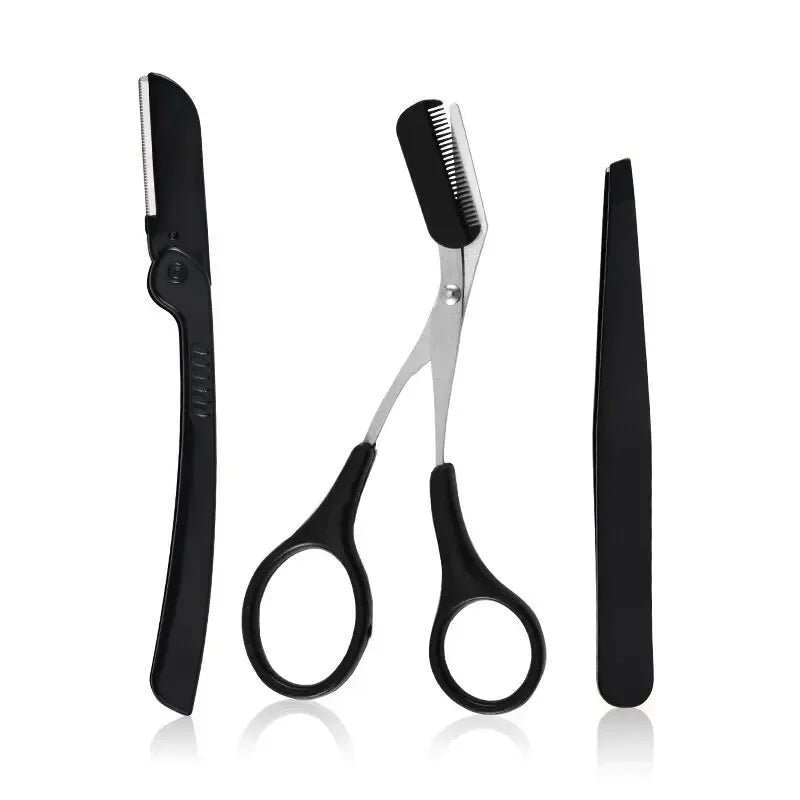3-Piece Stainless Steel Eyebrow Grooming Kit - Urbizia