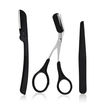 3-Piece Stainless Steel Eyebrow Grooming Kit - Urbizia