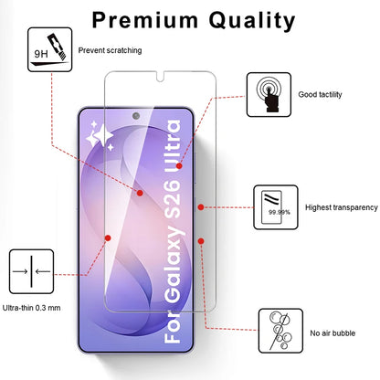 4-1Pcs 9H Tempered Glass For Samsung Galaxy S 26 S26 Ultra Plus S26Ultra S26+ 5G Unlock Screen Protector Explosion-Proof HD Film