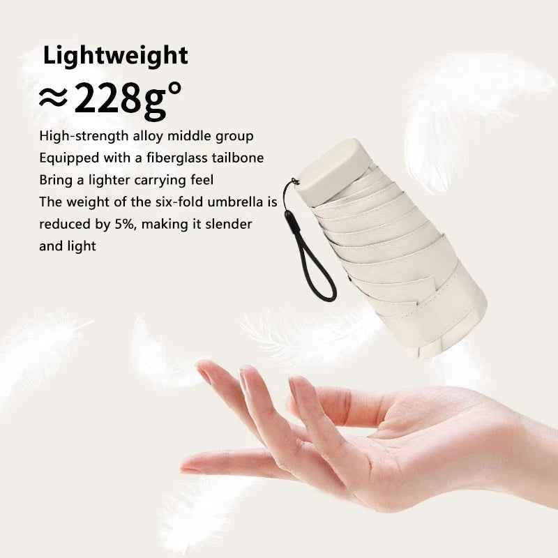 2026 Mini Sun Umbrella Pocket Rain Umbrella Vinyl Sunscreen / UV Protection Capsule Compact and Portable Rain and Rain Dual Use