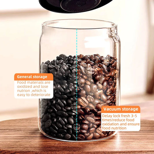 Vacuum Sealed Glass Coffee & Food Storage Jar