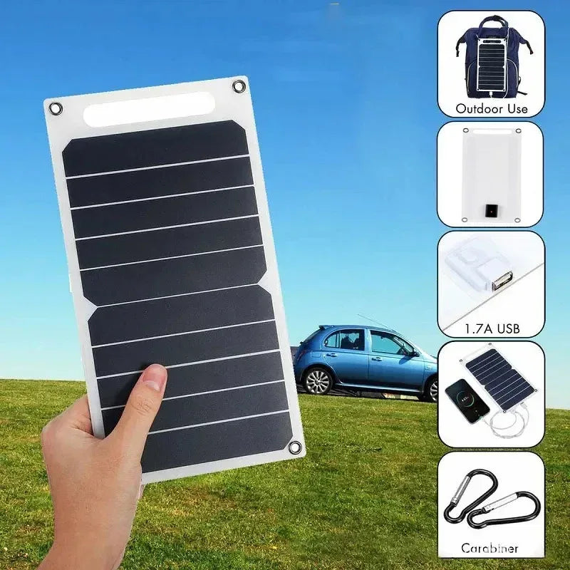 30W Solar Panel With USB Waterproof Outdoor Hiking And Camping Portable Battery Mobile Phone Charging Bank Charging Panel 6.8V - Urbizia