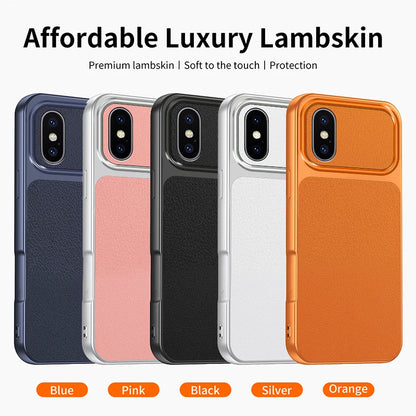 Funda Lychee Grain Phone Case for Apple iPhone XS Max X XR Simple Luxury Plating Faux Lambskin Soft Silicone Original Back Cover