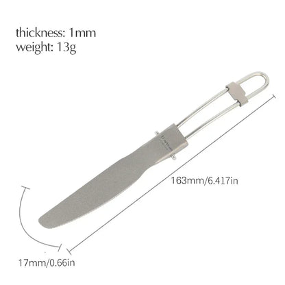 Tiartisan Titanium Foldable Cutlery Portable Outdoor Camping Tableware Hiking Folding Fork Spoon Knife