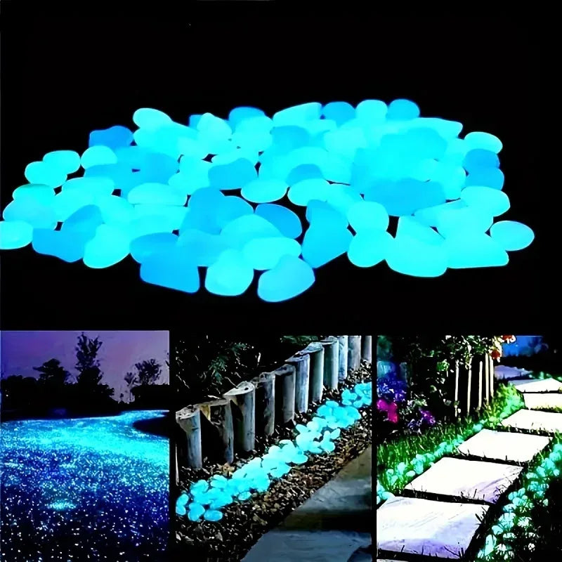 100pcs Glow In The Dark Pebbles, Resin Luminous Stones For Landscape, Garden Paths, Potted Plants, Parks, Aquarium Decor, - Urbizia