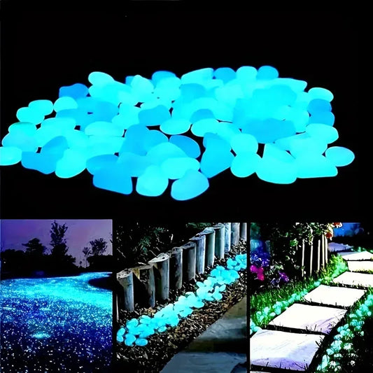 100pcs Glow In The Dark Pebbles, Resin Luminous Stones For Landscape, Garden Paths, Potted Plants, Parks, Aquarium Decor, - Urbizia